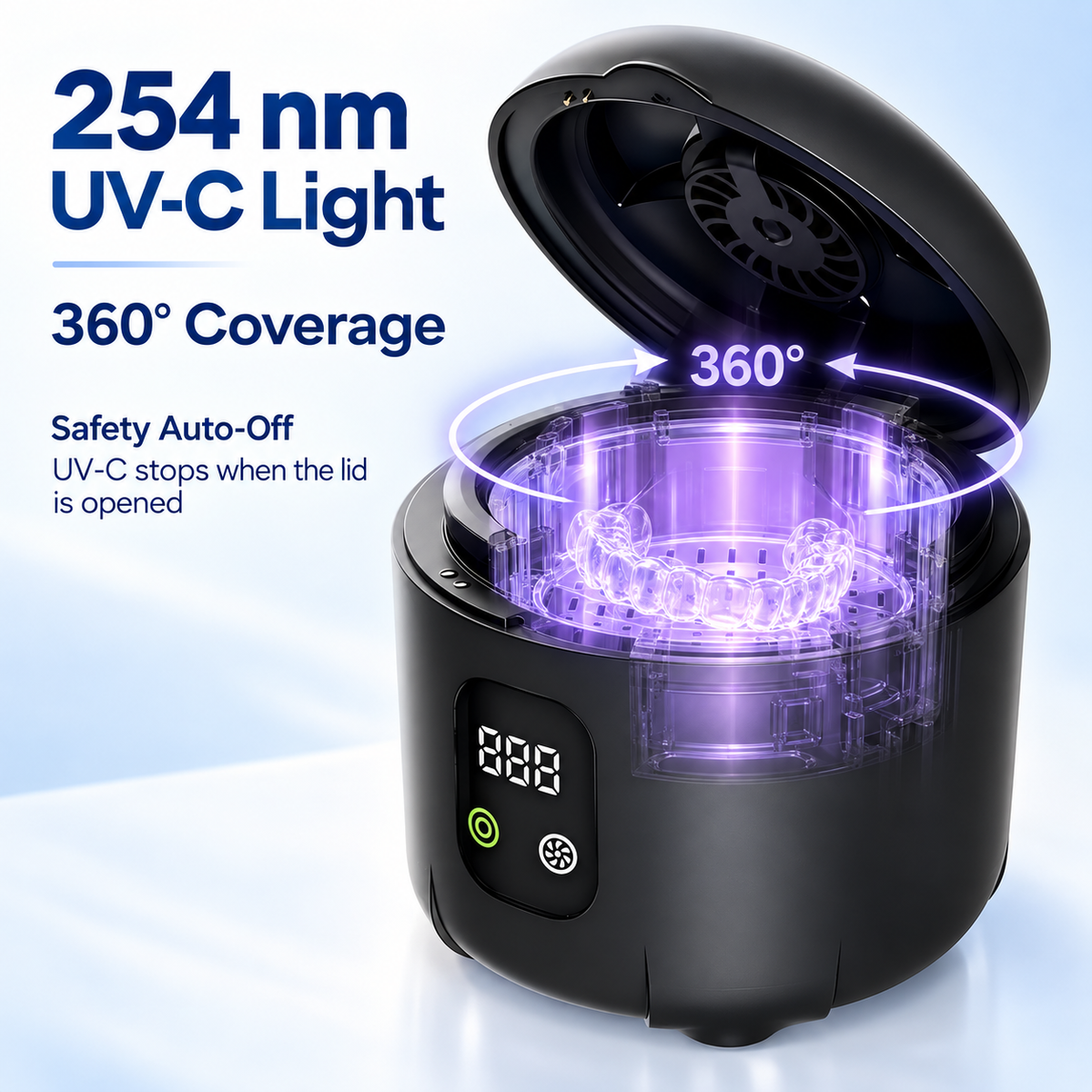 45kHz Ultrasonic Dental Appliance Cleaner (5 Modes)