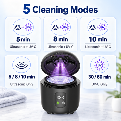 45kHz Ultrasonic Dental Appliance Cleaner (5 Modes)