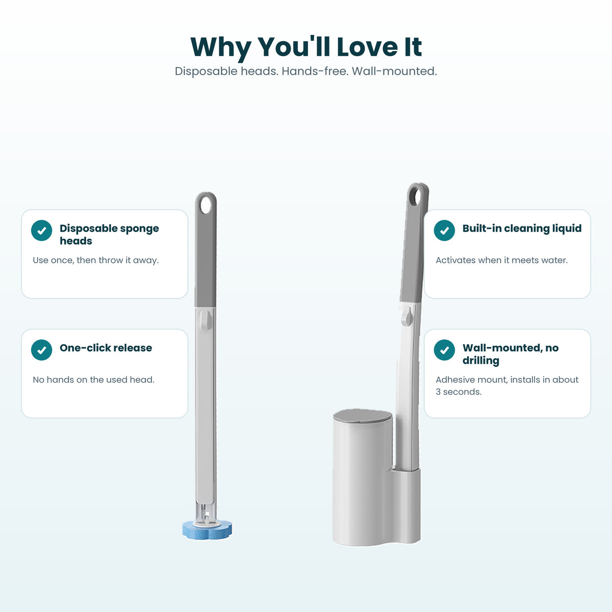 Disposable Toilet Cleaning Brush Refills – Helps Prevent Bacterial Buildup