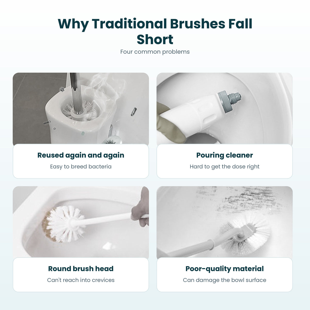 Disposable Toilet Cleaning Brush Refills – Helps Prevent Bacterial Buildup