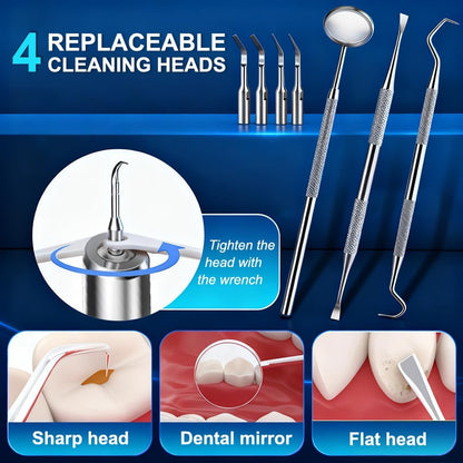 Plaque Remover for Teeth–5 Modes, LED, USB-C 4Tips Adult Teeth Cleaning Kit