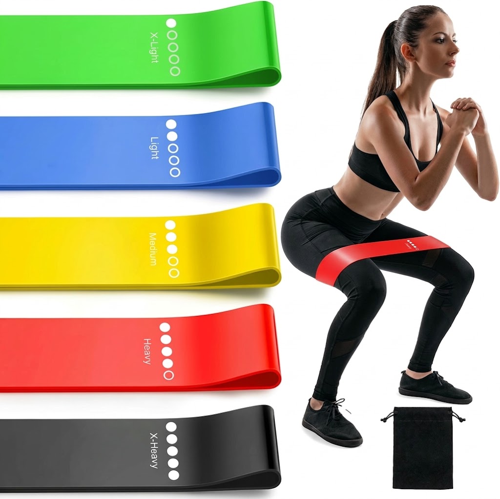 Resistance Bands Set for Women & Men with 5 Resistance Levels, Elastic Fitness Bands for Home Gym, Yoga, Pilates, Stretching, Strength Training & Physical Therapy