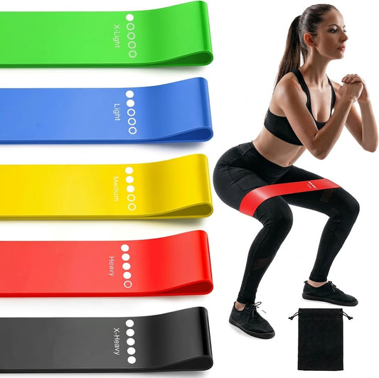 Resistance Bands Set for Women & Men with 5 Resistance Levels, Elastic Fitness Bands for Home Gym, Yoga, Pilates, Stretching, Strength Training & Physical Therapy